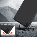 For Samsung Galaxy Tab A7 Lite 8.7 T220 / T225 Cloth Texture Multi-folding Horizontal Flip PU Leather Shockproof Case with Holder(Black)