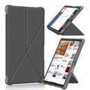 For Samsung Galaxy Tab A7 Lite 8.7 T220 / T225 Cloth Texture Multi-folding Horizontal Flip PU Leather Shockproof Case with Holder(Grey)