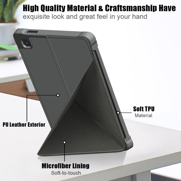 For Samsung Galaxy Tab A7 Lite 8.7 T220 / T225 Cloth Texture Multi-folding Horizontal Flip PU Leather Shockproof Case with Holder(Grey)