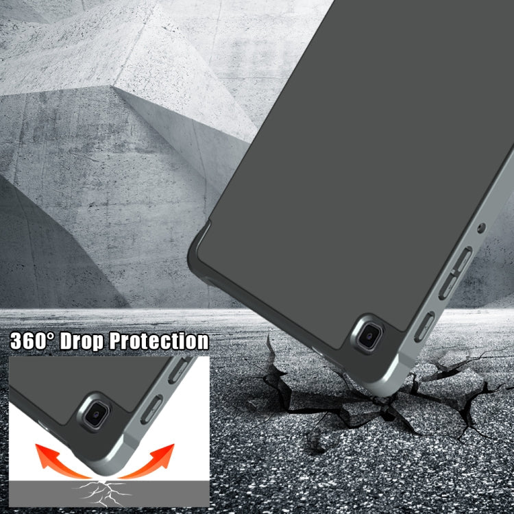 For Samsung Galaxy Tab A7 Lite 8.7 T220 / T225 Cloth Texture Multi-folding Horizontal Flip PU Leather Shockproof Case with Holder(Grey)