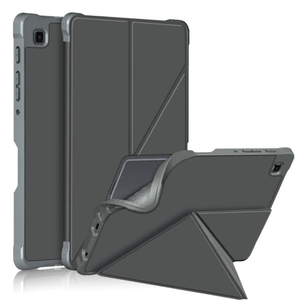 For Samsung Galaxy Tab A7 Lite 8.7 T220 / T225 Cloth Texture Multi-folding Horizontal Flip PU Leather Shockproof Case with Holder(Grey)