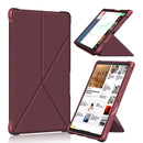 For Samsung Galaxy Tab A7 Lite 8.7 T220 / T225 Cloth Texture Multi-folding Horizontal Flip PU Leather Shockproof Case with Holder(Wine Red)