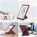 For Samsung Galaxy Tab A7 Lite 8.7 T220 / T225 Cloth Texture Multi-folding Horizontal Flip PU Leather Shockproof Case with Holder(Wine Red)