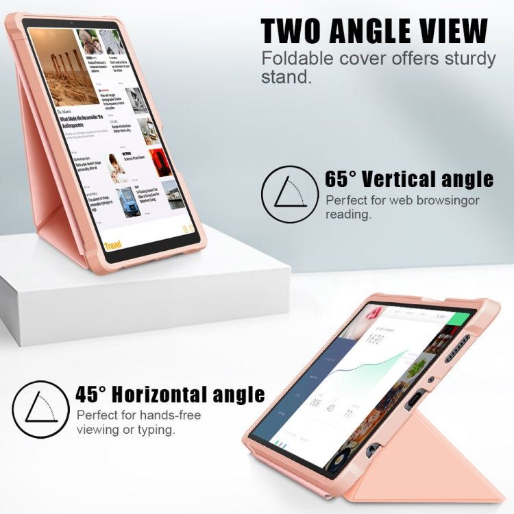 For Samsung Galaxy Tab A7 Lite 8.7 T220 / T225 Cloth Texture Multi-folding Horizontal Flip PU Leather Shockproof Case with Holder(Rose Gold)