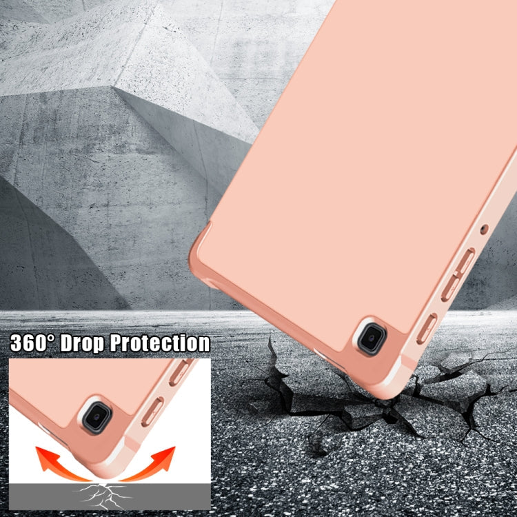 For Samsung Galaxy Tab A7 Lite 8.7 T220 / T225 Cloth Texture Multi-folding Horizontal Flip PU Leather Shockproof Case with Holder(Rose Gold)