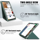 For Samsung Galaxy Tab A7 Lite 8.7 T220 / T225 Cloth Texture Multi-folding Horizontal Flip PU Leather Shockproof Case with Holder(Dark Green)