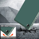 For Samsung Galaxy Tab A7 Lite 8.7 T220 / T225 Cloth Texture Multi-folding Horizontal Flip PU Leather Shockproof Case with Holder(Dark Green)
