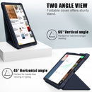 For Samsung Galaxy Tab A7 Lite 8.7 T220 / T225 Cloth Texture Multi-folding Horizontal Flip PU Leather Shockproof Case with Holder(Dark Blue)