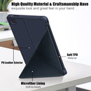 For Samsung Galaxy Tab A7 Lite 8.7 T220 / T225 Cloth Texture Multi-folding Horizontal Flip PU Leather Shockproof Case with Holder(Dark Blue)