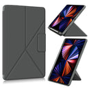 For iPad Pro 12.9 (2021) Cloth Texture Multi-folding Horizontal Flip PU Leather Shockproof Tablet Case with Holder & Sleep / Wake-up Function(Grey)