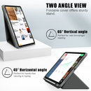 For iPad Pro 12.9 (2021) Cloth Texture Multi-folding Horizontal Flip PU Leather Shockproof Tablet Case with Holder & Sleep / Wake-up Function(Grey)