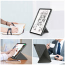 For iPad Pro 12.9 (2021) Cloth Texture Multi-folding Horizontal Flip PU Leather Shockproof Tablet Case with Holder & Sleep / Wake-up Function(Grey)