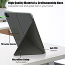 For iPad Pro 12.9 (2021) Cloth Texture Multi-folding Horizontal Flip PU Leather Shockproof Tablet Case with Holder & Sleep / Wake-up Function(Grey)