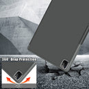 For iPad Pro 12.9 (2021) Cloth Texture Multi-folding Horizontal Flip PU Leather Shockproof Tablet Case with Holder & Sleep / Wake-up Function(Grey)