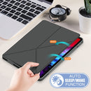 For iPad Pro 12.9 (2021) Cloth Texture Multi-folding Horizontal Flip PU Leather Shockproof Tablet Case with Holder & Sleep / Wake-up Function(Grey)