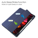 Three-folding Acrylic TPU + PU Leather Horizontal Flip Tablet Case with Holder & Pen Slot & Sleep / Wake-up Function For iPad Pro 11 (2021/2020/2018)(Blue)