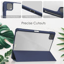 Three-folding Acrylic TPU + PU Leather Horizontal Flip Tablet Case with Holder & Pen Slot & Sleep / Wake-up Function For iPad Pro 11 (2021/2020/2018)(Blue)