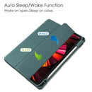 Three-folding Acrylic TPU + PU Leather Horizontal Flip Tablet Case with Holder & Pen Slot & Sleep / Wake-up Function For iPad Pro 11 (2021/2020/2018)(Deep Green)