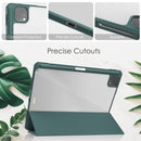 Three-folding Acrylic TPU + PU Leather Horizontal Flip Tablet Case with Holder & Pen Slot & Sleep / Wake-up Function For iPad Pro 11 (2021/2020/2018)(Deep Green)