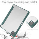 Three-folding Acrylic TPU + PU Leather Horizontal Flip Tablet Case with Holder & Pen Slot & Sleep / Wake-up Function For iPad Pro 11 (2021/2020/2018)(Deep Green)