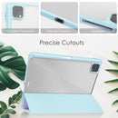 Three-folding Acrylic TPU + PU Leather Horizontal Flip Tablet Case with Holder & Pen Slot & Sleep / Wake-up Function For iPad Pro 11 (2021/2020/2018)(Sky Cloud Blue)