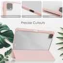 Three-folding Acrylic TPU + PU Leather Horizontal Flip Tablet Case with Holder & Pen Slot & Sleep / Wake-up Function For iPad Pro 11 (2021/2020/2018)(Rose Gold)