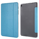 Silk Texture Three-fold Horizontal Flip Leather Case with Holder For Samsung Galaxy Tab A7 Lite 8.7 T220 / T225(Sky Blue)