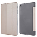 Silk Texture Three-fold Horizontal Flip Leather Case with Holder For Samsung Galaxy Tab A7 Lite 8.7 T220 / T225(Gold)