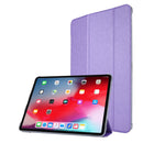Silk Texture Three-fold Horizontal Flip Leather Tablet Case with Holder & Pen Slot For iPad Pro 12.9 (2021)(Purple)