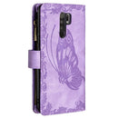 For Xiaomi Redmi 9 Flying Butterfly Embossing Pattern Zipper Horizontal Flip Leather Case with Holder & Card Slots & Wallet(Purple)