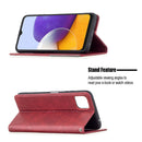 For Samsung Galaxy A22 5G Rhombus Texture Horizontal Flip Magnetic Leather Case with Holder & Card Slots(Red)