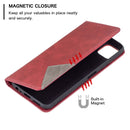 For Samsung Galaxy A22 5G Rhombus Texture Horizontal Flip Magnetic Leather Case with Holder & Card Slots(Red)