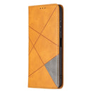 For Samsung Galaxy A22 5G Rhombus Texture Horizontal Flip Magnetic Leather Case with Holder & Card Slots(Yellow)