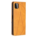 For Samsung Galaxy A22 5G Rhombus Texture Horizontal Flip Magnetic Leather Case with Holder & Card Slots(Yellow)