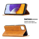 For Samsung Galaxy A22 5G Rhombus Texture Horizontal Flip Magnetic Leather Case with Holder & Card Slots(Yellow)