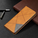 For Samsung Galaxy A22 5G Rhombus Texture Horizontal Flip Magnetic Leather Case with Holder & Card Slots(Yellow)