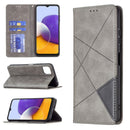 For Samsung Galaxy A22 5G Rhombus Texture Horizontal Flip Magnetic Leather Case with Holder & Card Slots(Grey)