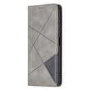 For Samsung Galaxy A22 5G Rhombus Texture Horizontal Flip Magnetic Leather Case with Holder & Card Slots(Grey)