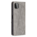 For Samsung Galaxy A22 5G Rhombus Texture Horizontal Flip Magnetic Leather Case with Holder & Card Slots(Grey)