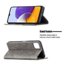 For Samsung Galaxy A22 5G Rhombus Texture Horizontal Flip Magnetic Leather Case with Holder & Card Slots(Grey)