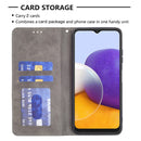 For Samsung Galaxy A22 5G Rhombus Texture Horizontal Flip Magnetic Leather Case with Holder & Card Slots(Grey)