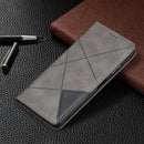 For Samsung Galaxy A22 5G Rhombus Texture Horizontal Flip Magnetic Leather Case with Holder & Card Slots(Grey)