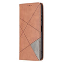 For Samsung Galaxy A22 5G Rhombus Texture Horizontal Flip Magnetic Leather Case with Holder & Card Slots(Brown)