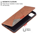 For Samsung Galaxy A22 5G Rhombus Texture Horizontal Flip Magnetic Leather Case with Holder & Card Slots(Brown)