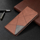 For Samsung Galaxy A22 5G Rhombus Texture Horizontal Flip Magnetic Leather Case with Holder & Card Slots(Brown)