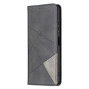 For Samsung Galaxy A22 5G Rhombus Texture Horizontal Flip Magnetic Leather Case with Holder & Card Slots(Black)