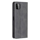 For Samsung Galaxy A22 5G Rhombus Texture Horizontal Flip Magnetic Leather Case with Holder & Card Slots(Black)