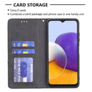 For Samsung Galaxy A22 5G Rhombus Texture Horizontal Flip Magnetic Leather Case with Holder & Card Slots(Black)