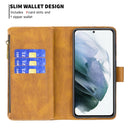 For Samsung Galaxy S21 FE Flying Butterfly Embossing Pattern Zipper Horizontal Flip Leather Case with Holder & Card Slots & Wallet(Brown)