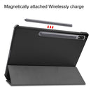 For Samsung Galaxy Tab S7 Lite T730 / T735 / Tab S7 FE T736 Custer Texture Horizontal Flip Leather Case with Three-folding Holder & Sleep / Wake-up Function(Black)